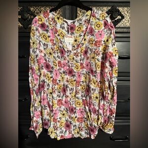 Jane and Delancey Bohemiam Floral Pleated Blouse